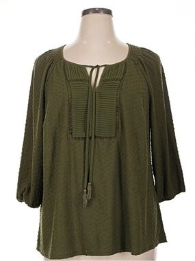 Daniel Rainn Olive Green Elastic Waist Top